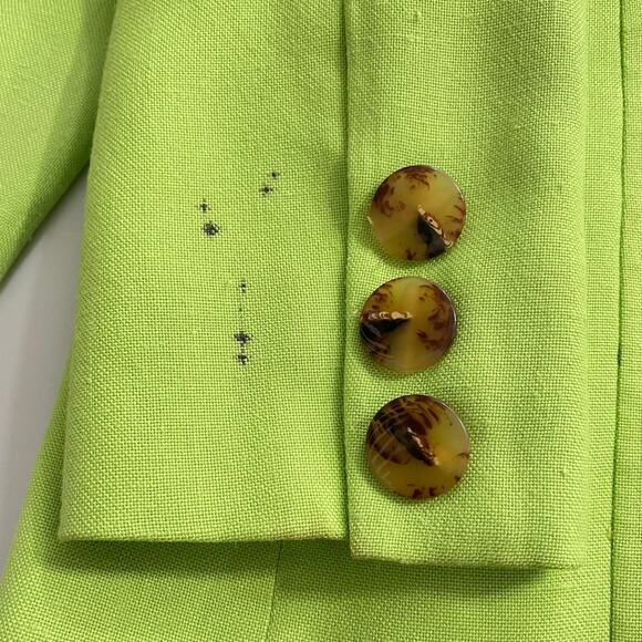 Vintage 90s Paola Quadretti Blazer & Trousers Suit Set Citron Neon Green Retro - Picture 10 of 16
